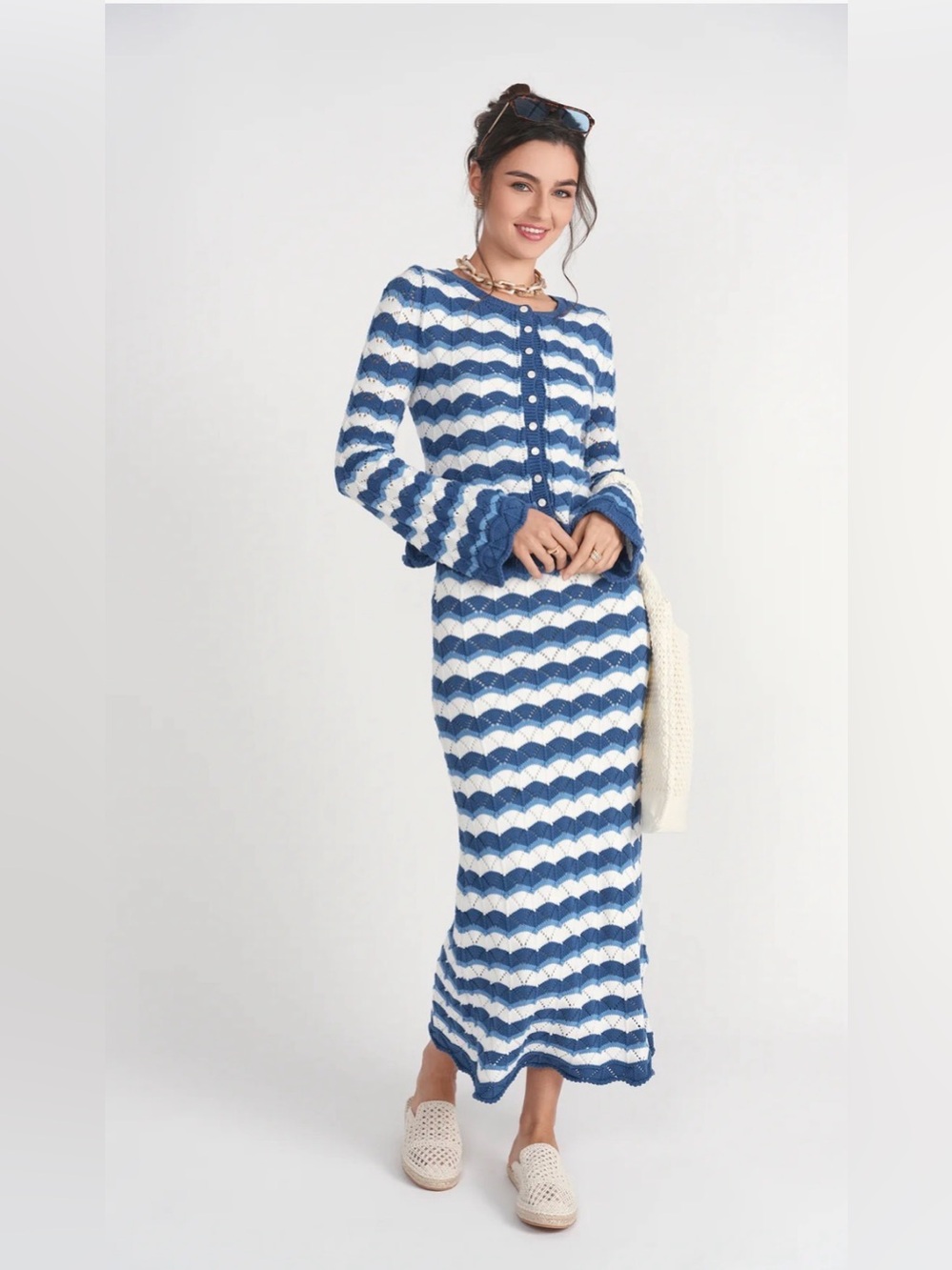 Making Waves Crochet Cardi and Crochet Knit Skirt Set by Adina Las Vegas
